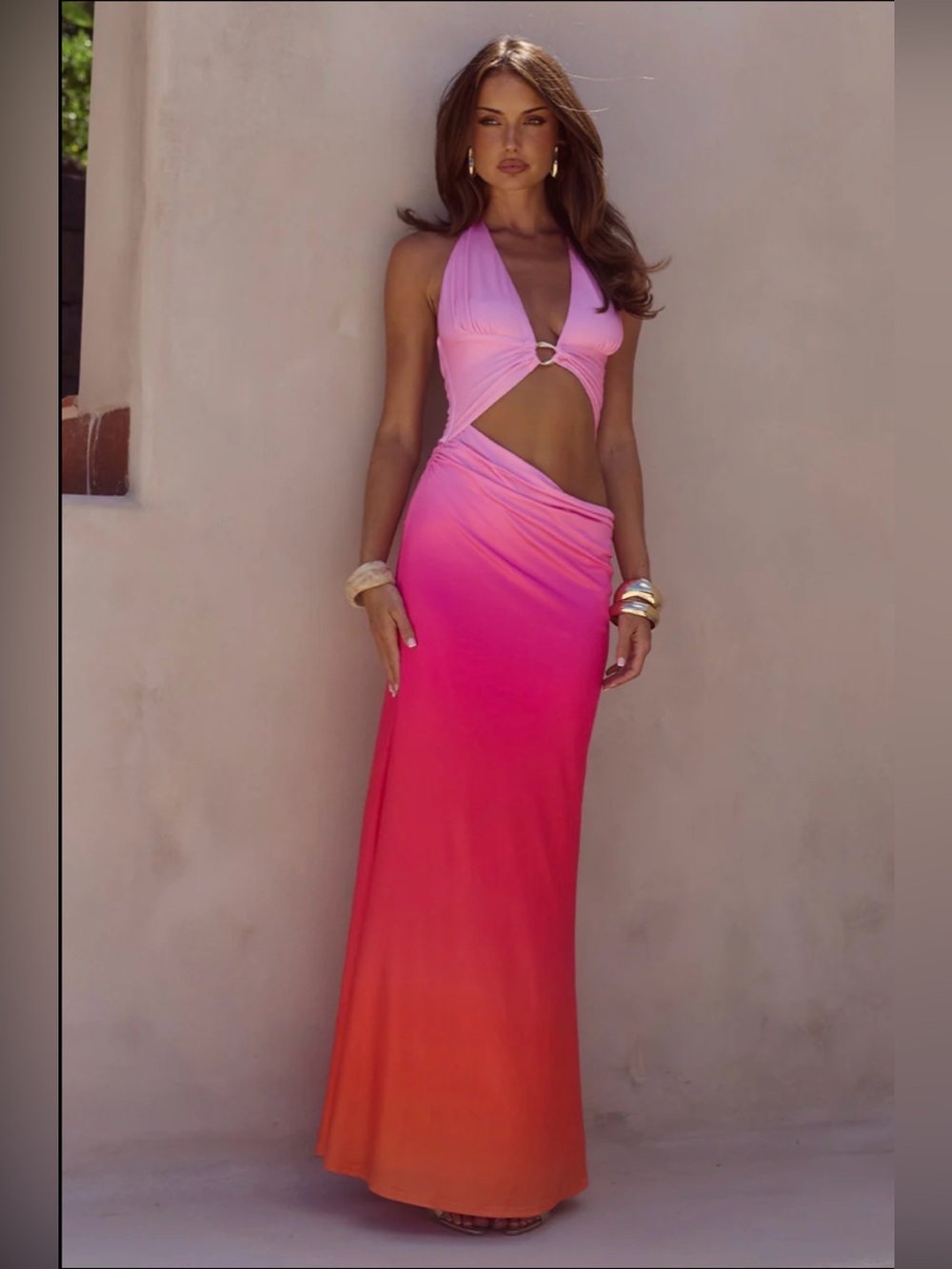 LUMIA HALTER CUTOUT MAXI DRESS - TROPICALE OMBRE